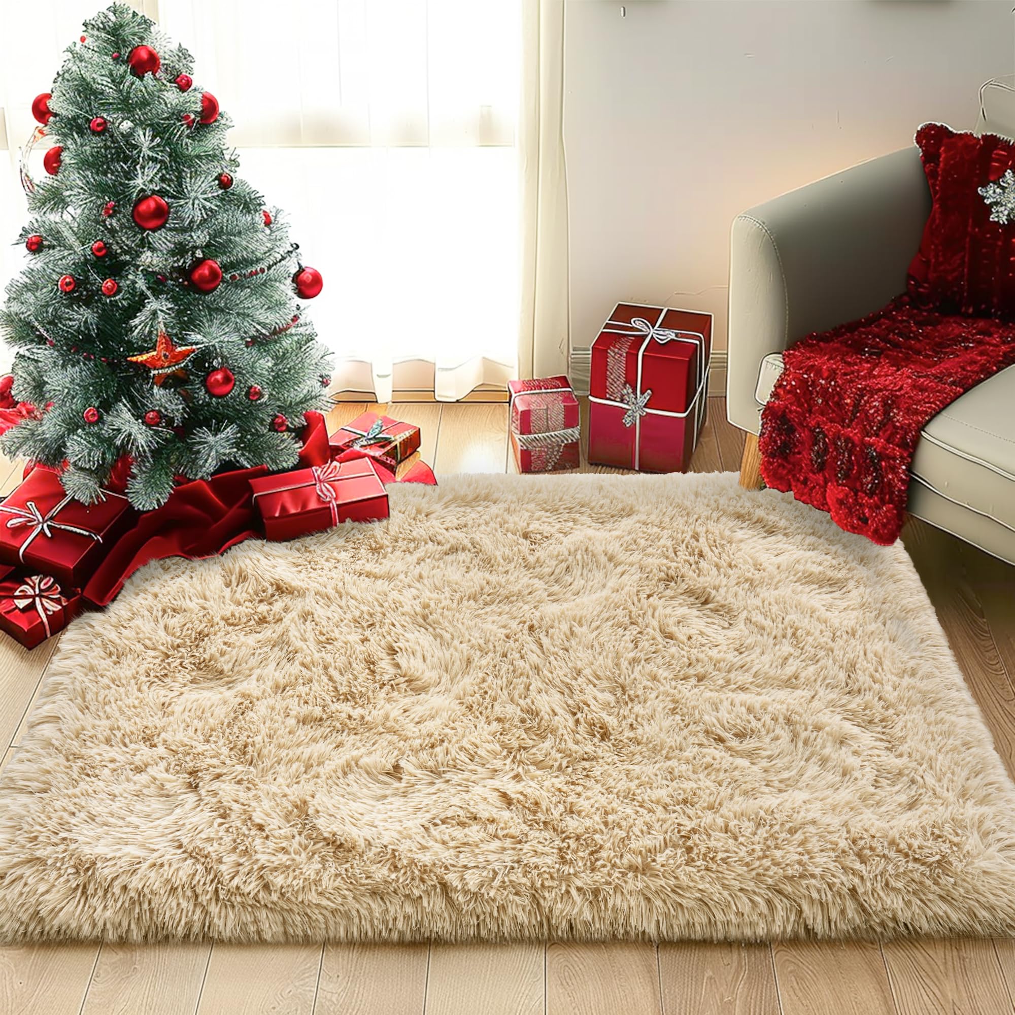 Xexsin Small Rugs for Bedroom Fuzzy Throw Rug for Living Room Dorm Soft Fluffy Bedroom Rug Non Slip