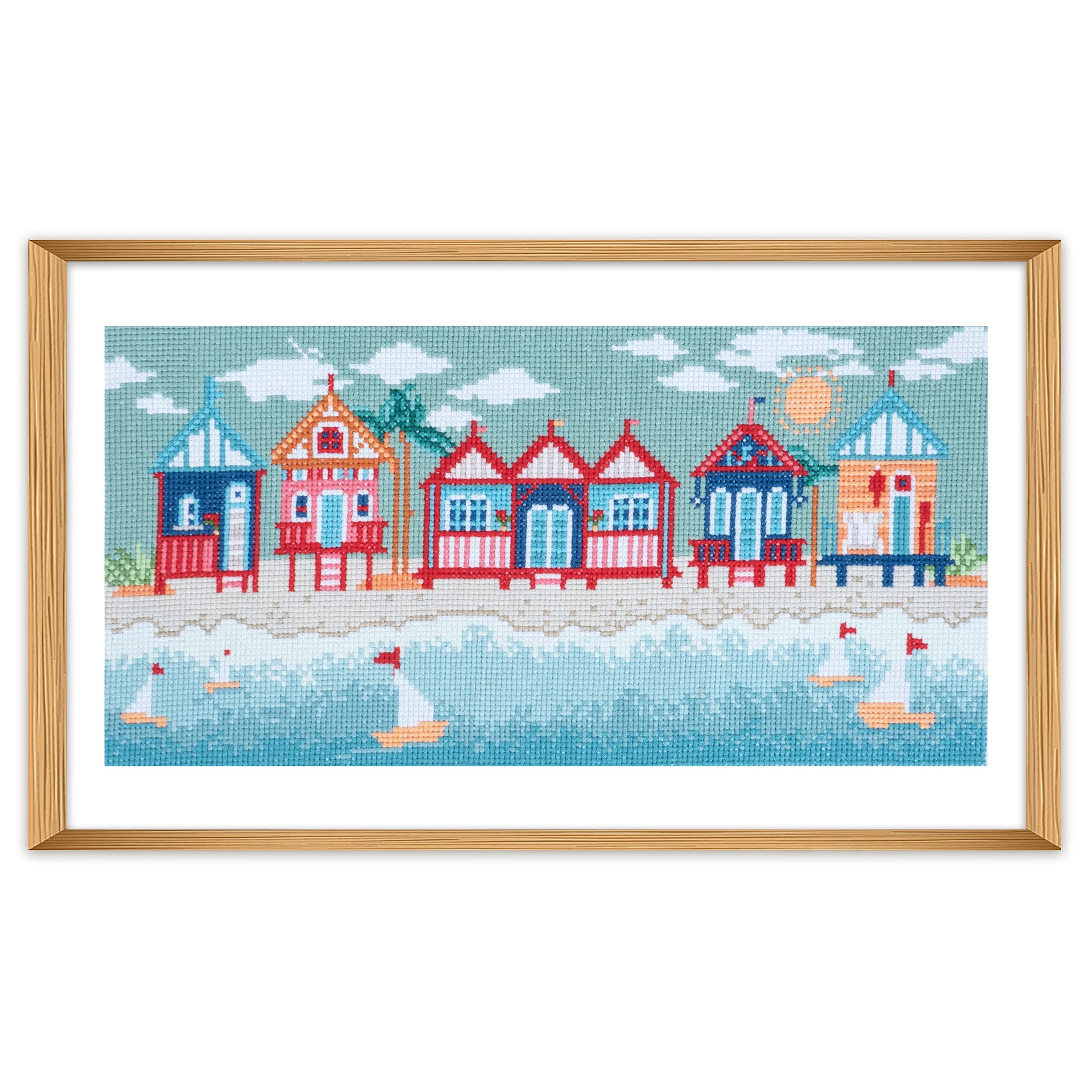 Trimits Counted Cross Stitch Kit Large Beach Huts