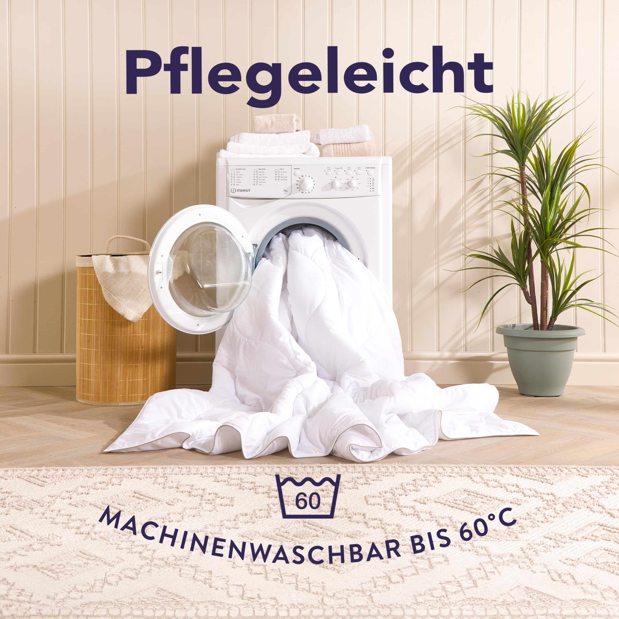 John Cotton 4 Jahreszeiten Bettdecke 200x200cm – Praktisch alle Jahreszeiten Bettdecken für Allergiker | Oeko-Test Zertifiziert Steppdecke | Atmungsaktive Decke, Oberbett 200x200