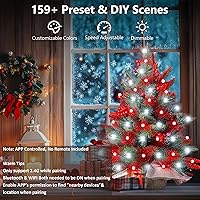 Vista 5 de Brizled Smart Mini Christmas Tree, 22.8in DIY Smart-Lit Tabletop Tree with 75 LED RGB Lights, App/Voice Control 159+ Scenes Mini Xmas Tree USB C