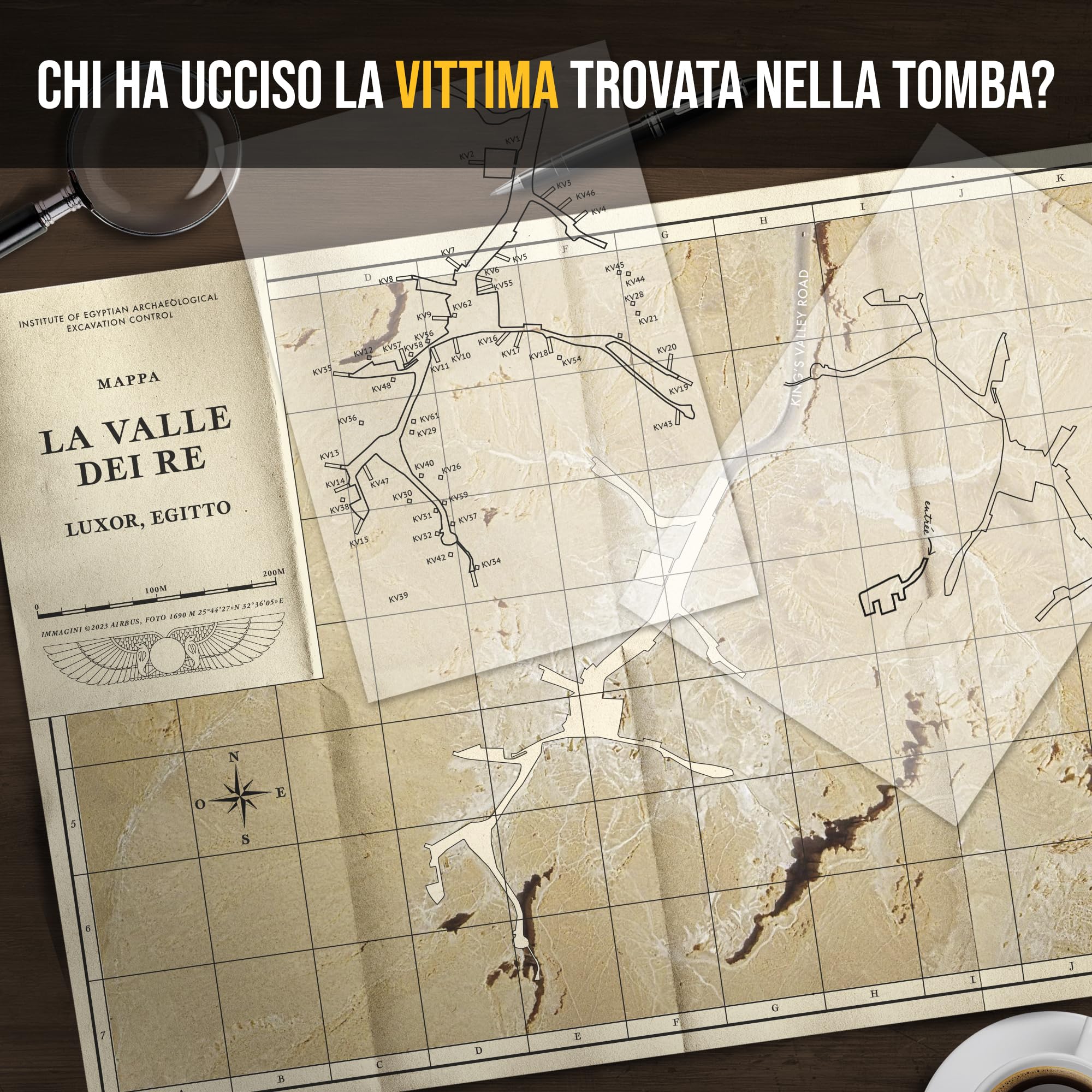 Profiler – Mistero nella Valle dei Re: Scoperta macabra in una tomba faraonica – Gioco investigativo tipo escape game con prove reali – 1-6 giocatori, 1h30-2h