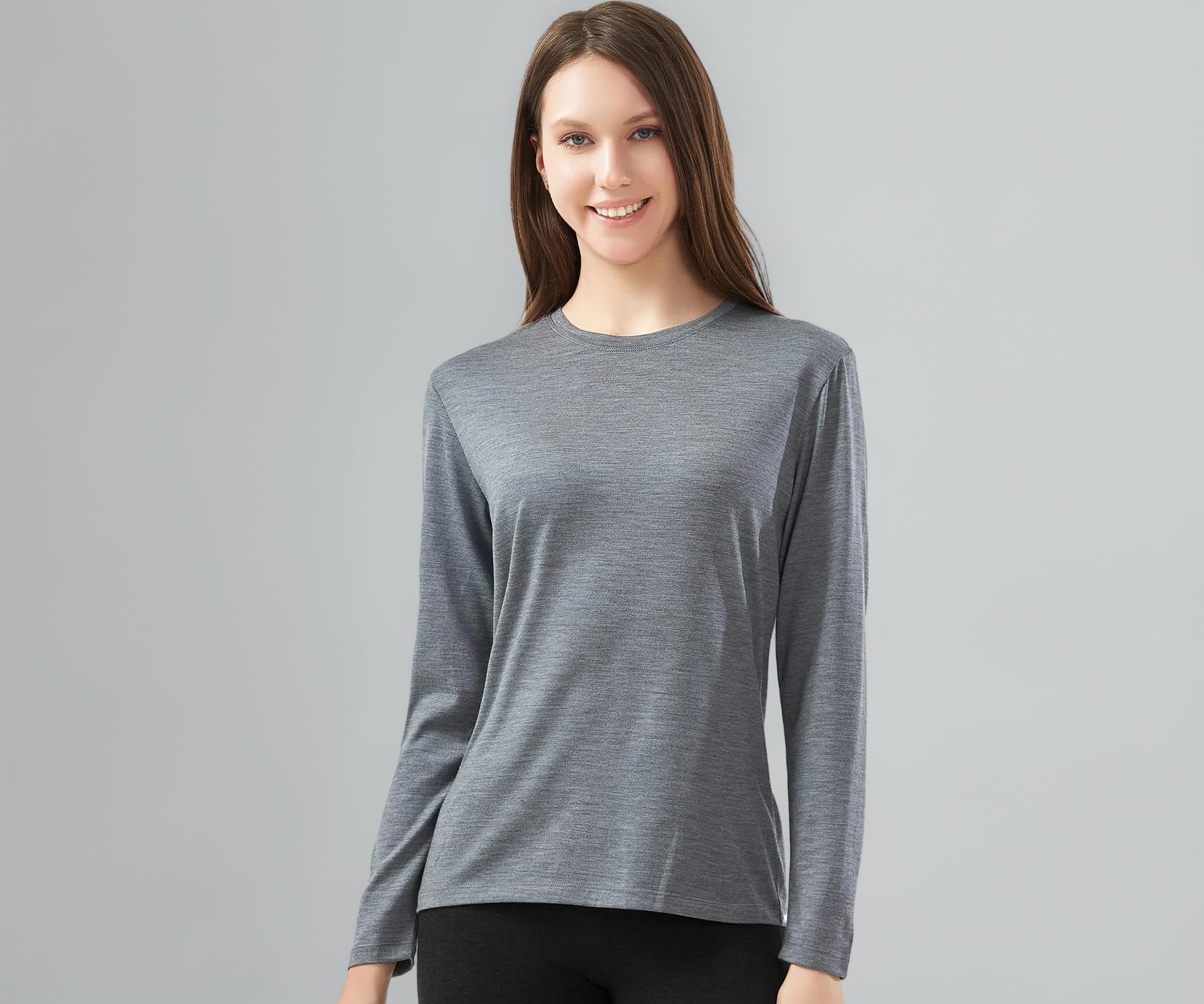 Women’s 100% Merino Wool Base Layer Top, Merino Wool Long Sleeve Undershirt, Wool Thermal Shirt