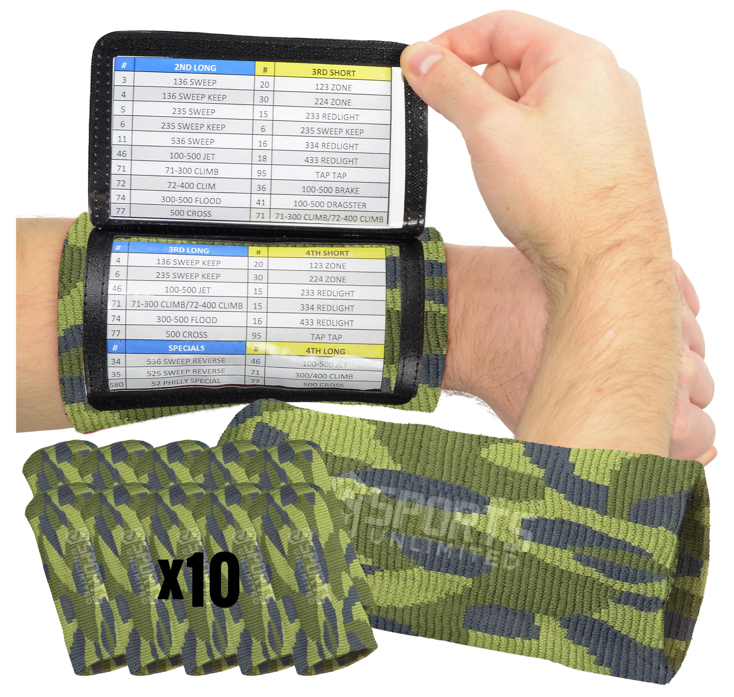 Sports Unlimited Adult Triple Wrist Coach, Football Wristbands for Plays, Baseball Wristbands, QB Arm Bands