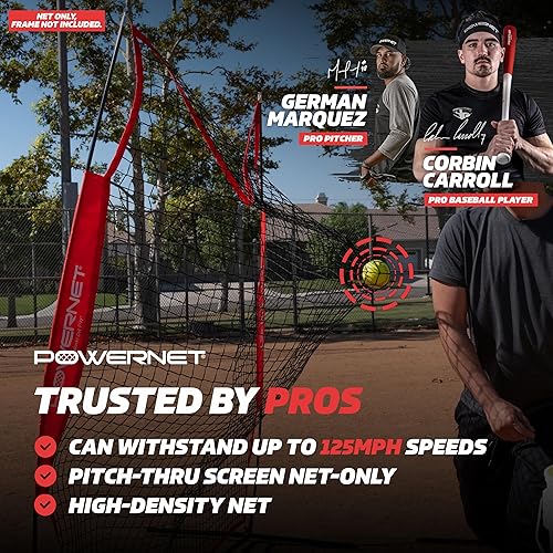 Miniatura 8 de PowerNet 7x7 FT Pitch-Thru Protection Pitching Screen for Softball, 49 Sq Ft Barrier Net Only or Net + Frame, Portable Pitching & Batting Practice