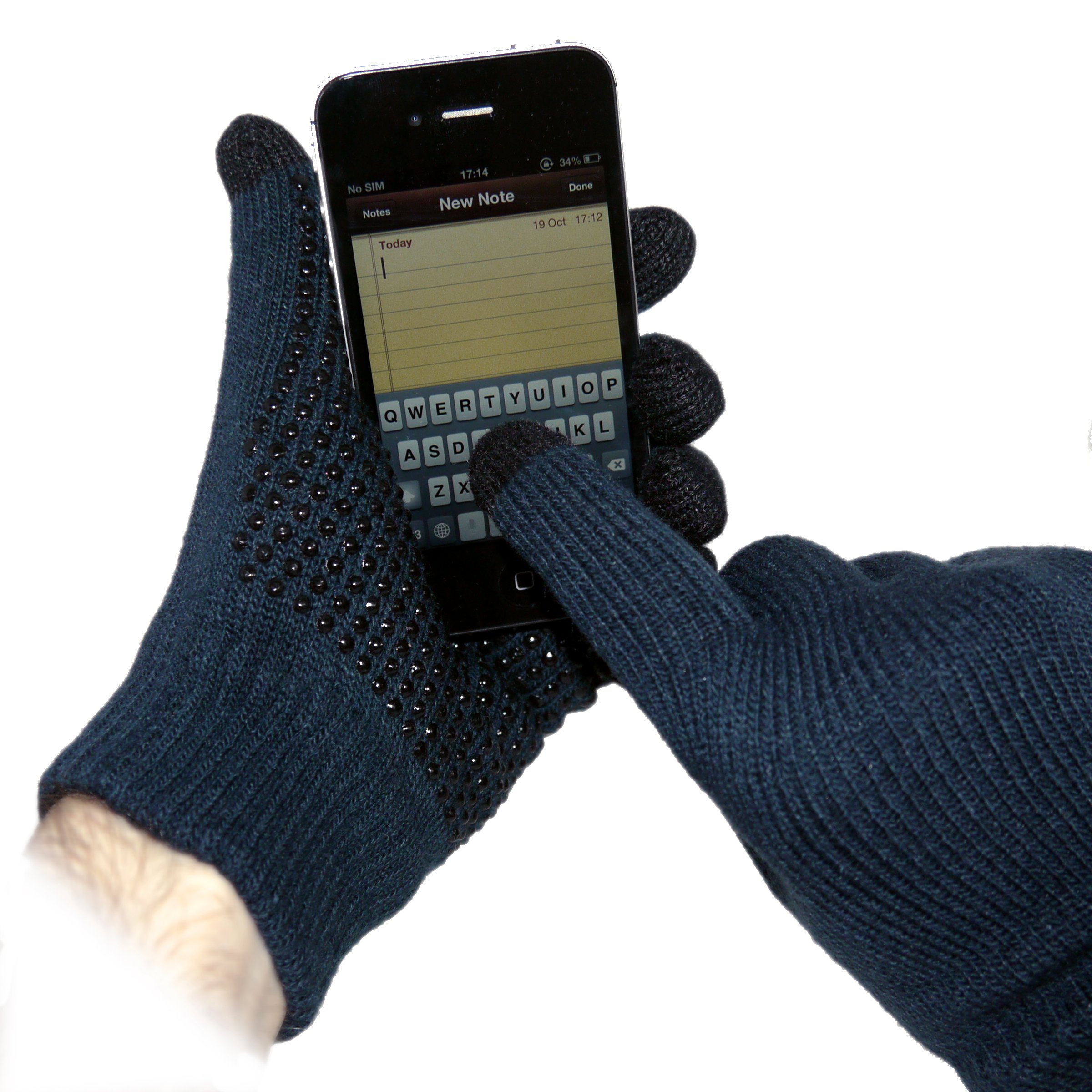 Touchability Blue Grip Touchscreen Gloves (Navy Large)