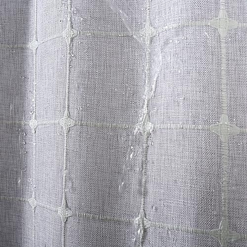 Miniatura 3 de YoKii Cortina de ducha bohemia extra larga de 84 pulgadas de largo, sin arrugas y ultra gruesa, con textura de lino de algodón, rústica, estilo