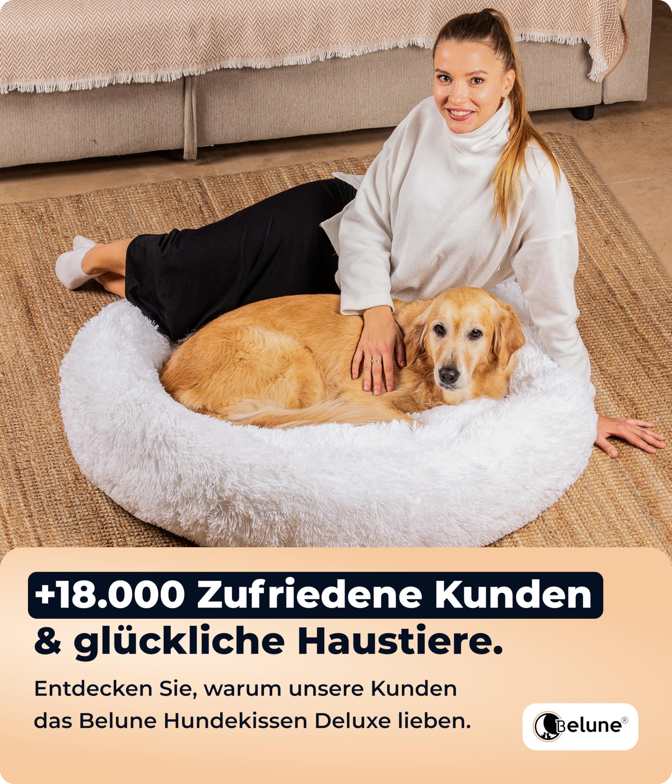 Belune® Hundekissen Deluxe [Braun, S (92cm x 62cm x 12cm)] - waschbar, Hundebett kleine Hunde, Hundekissen kleine Hunde