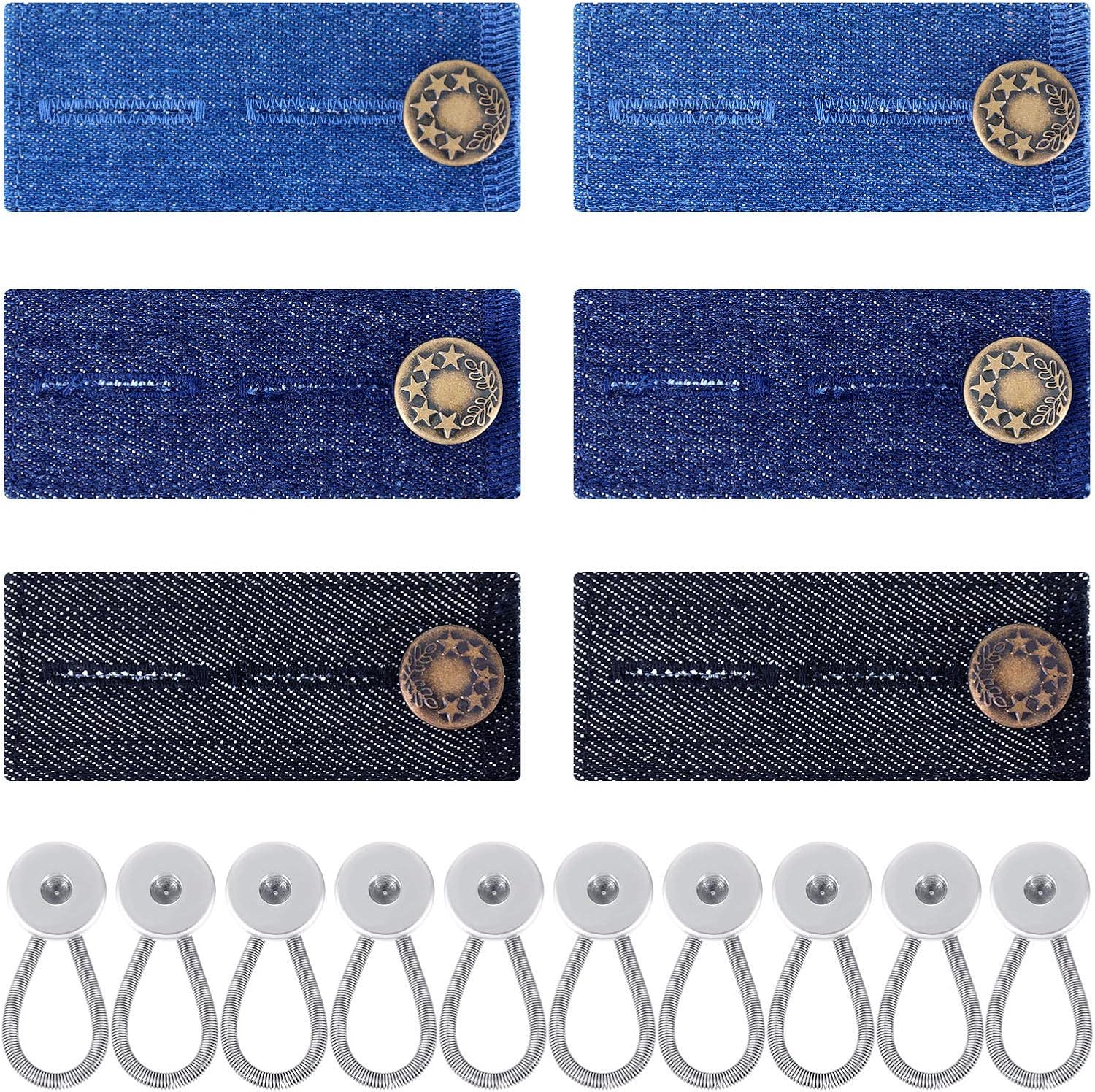 WILLBOND 16 Pieces Waistband Button Extender Set Jeans Extender Waist Extender Button for Pants Shirts Dress Trousers