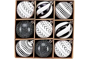 DecorbyHannah Christmas Tree Decorations - Black & White Boho Theme Ornaments