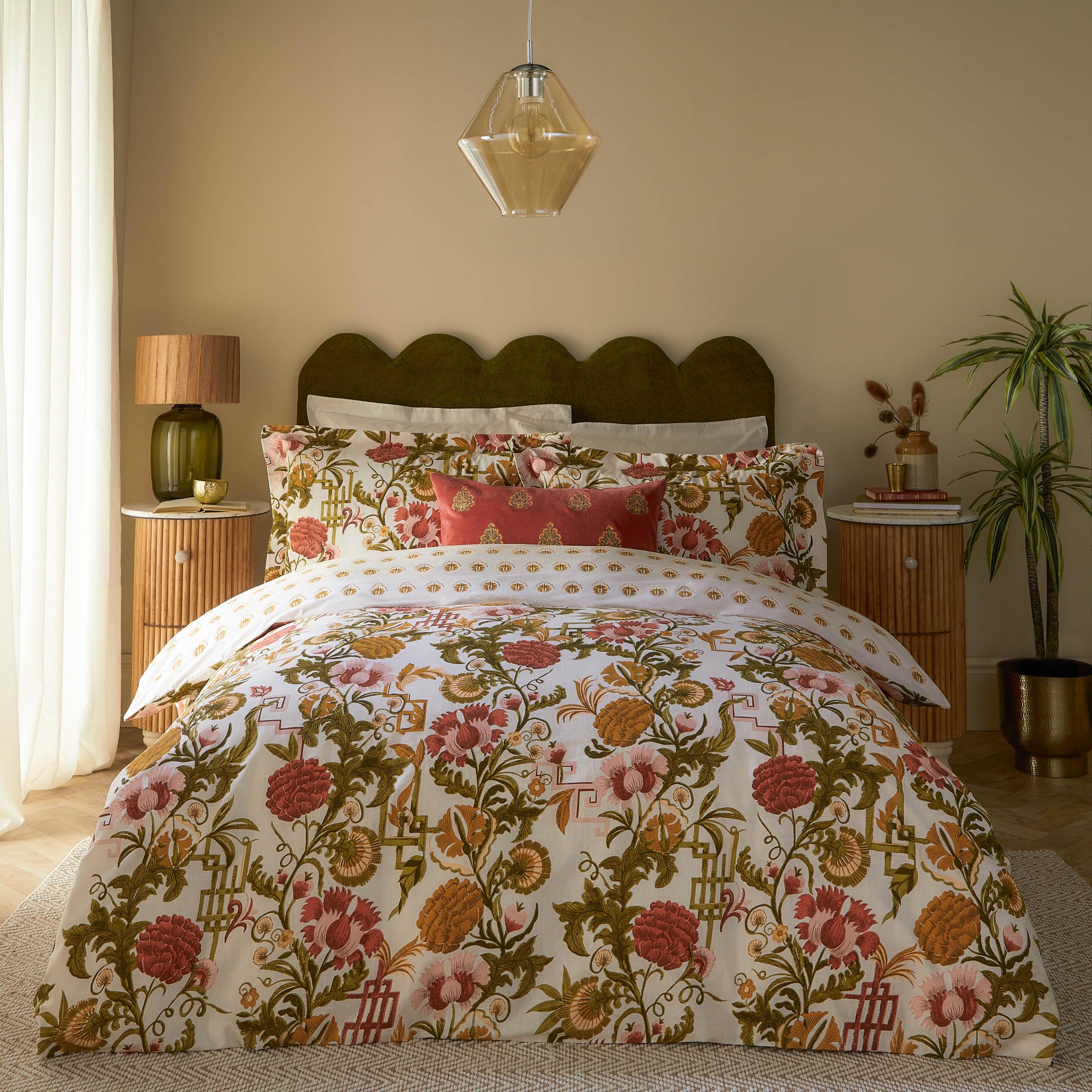 Ishana Cotton Blend Floral Duvet Cover Set with Pillowcases Included