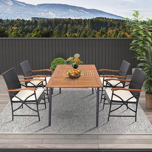 Miniatura 4 de Tangkula Juego de 2 sillas de mimbre para patio, sillas de ratán de polietileno para exteriores con cojín suave con cremallera, marco de metal