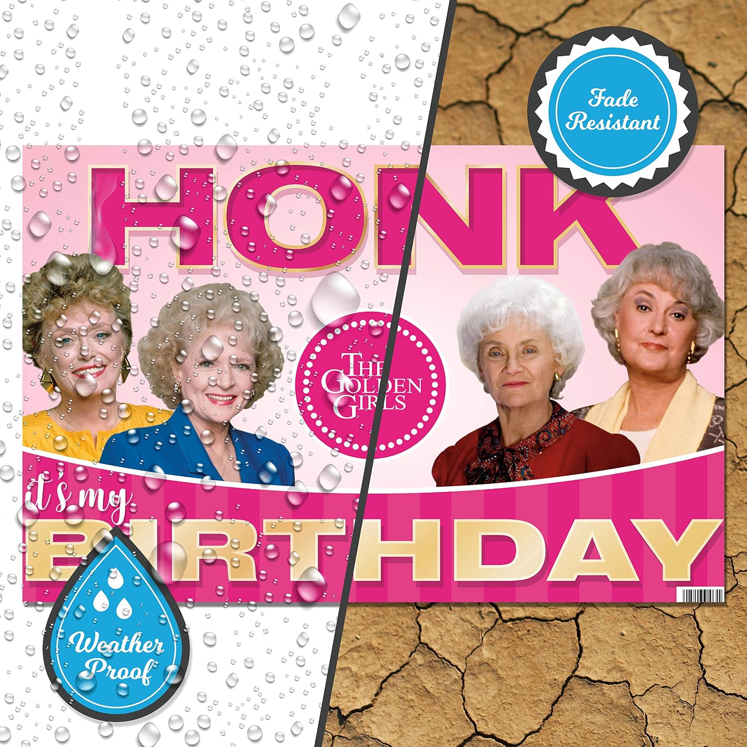 Golden Girls Honk It's My Birthday Funny Yard Signs – 15" x 23" Plastic with Stakes for Front Lawn – Outdoor Decor, Signage, Surprise, Novelty, Celebrate with Sophia, Dorothy, Blanche and Rose
