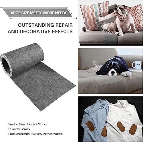 Vista 45 de Azobur Parche de reparación de sofá, parche de microfibra de gran tamaño, tela autoadhesiva, combinación súper rentable (marrón)