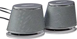Amazonベーシック ダイナミックサウンドスピーカー USB接続 PC コンピュータ シルバー 1セット