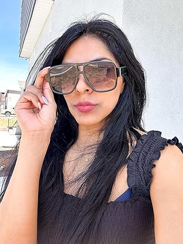 Miniatura 2 de FEISEDY Gafas de sol estilo piloto retro de los años 70 de gran tamaño, para mujeres y hombres, marco cuadrado vintage B2954