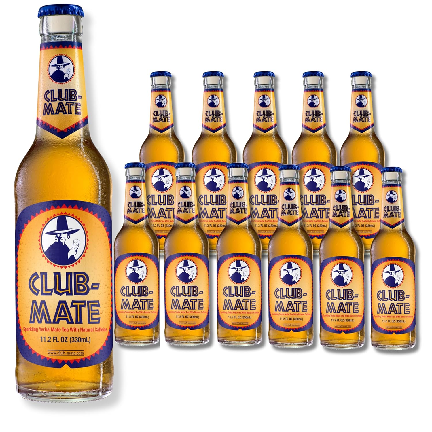 Club-Mate Sparkling Yerba Mate Tea (12 Pack 11.2 oz Bottles) | Berlin's Famous Soft Drink | Natural Energy, Low Sugar, All Natural Flavors | Vegan, Gluten-Free, Non-alcoholic