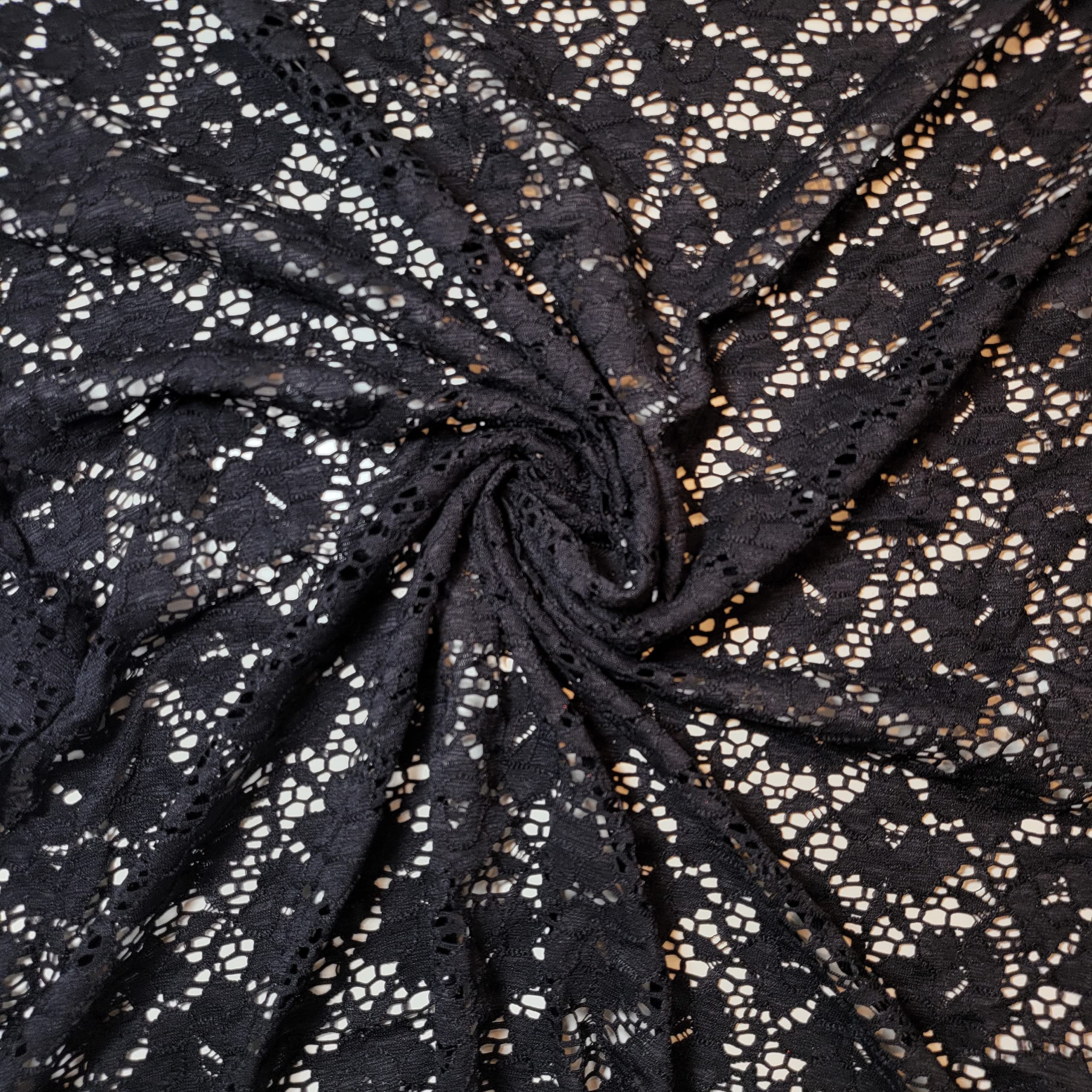 African Vintage Embroidery Bridal Nigerian French Embroidery Corded Budget Guipure Lace Mesh Net Fabric 54" Corded Budget Guipure Lace Mesh Net Fabric 54" (5 METER, Black Floral #2) โ image 1