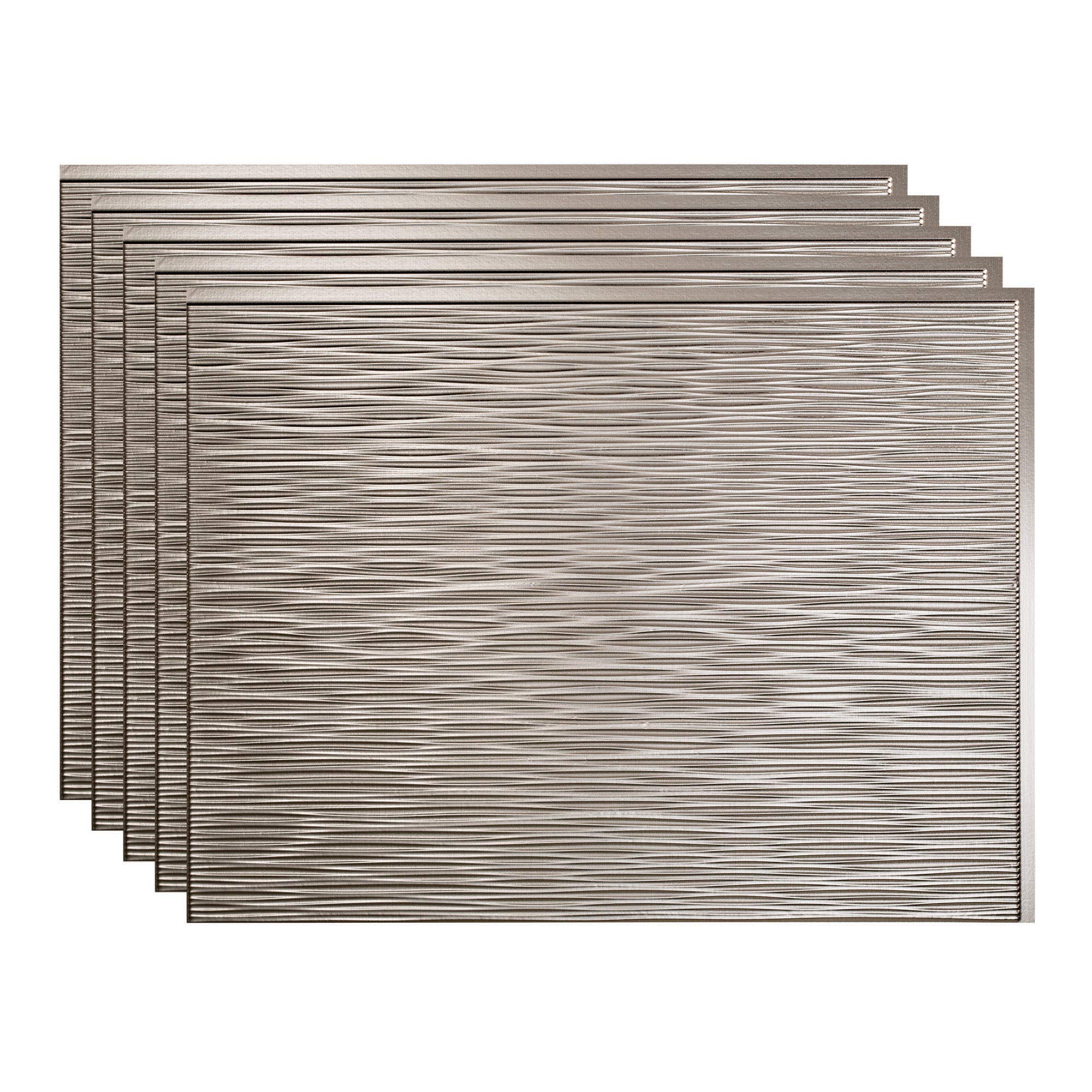 FASÄDE Ripple Decorative Vinyl 18in x 24in Backsplash Panel in Brushed Nickel (5 Pack)