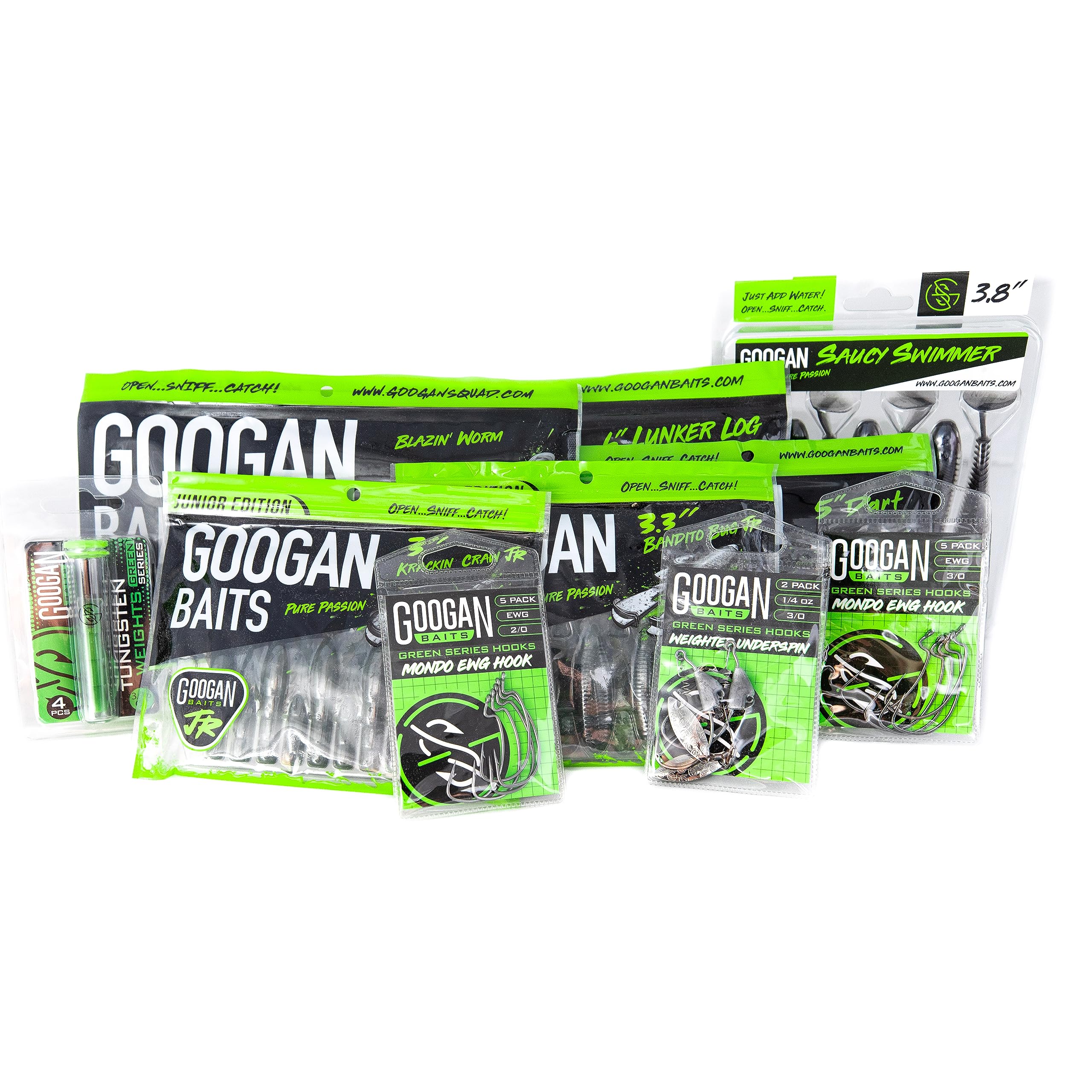 Googan BaitsWeekend Fishing Bundle – Soft Plastic Lure & Tackle Box Kit with Swim Baits, Hooks & Accessories – Ideal for Bass Fishing with Enhanced Sensitivity