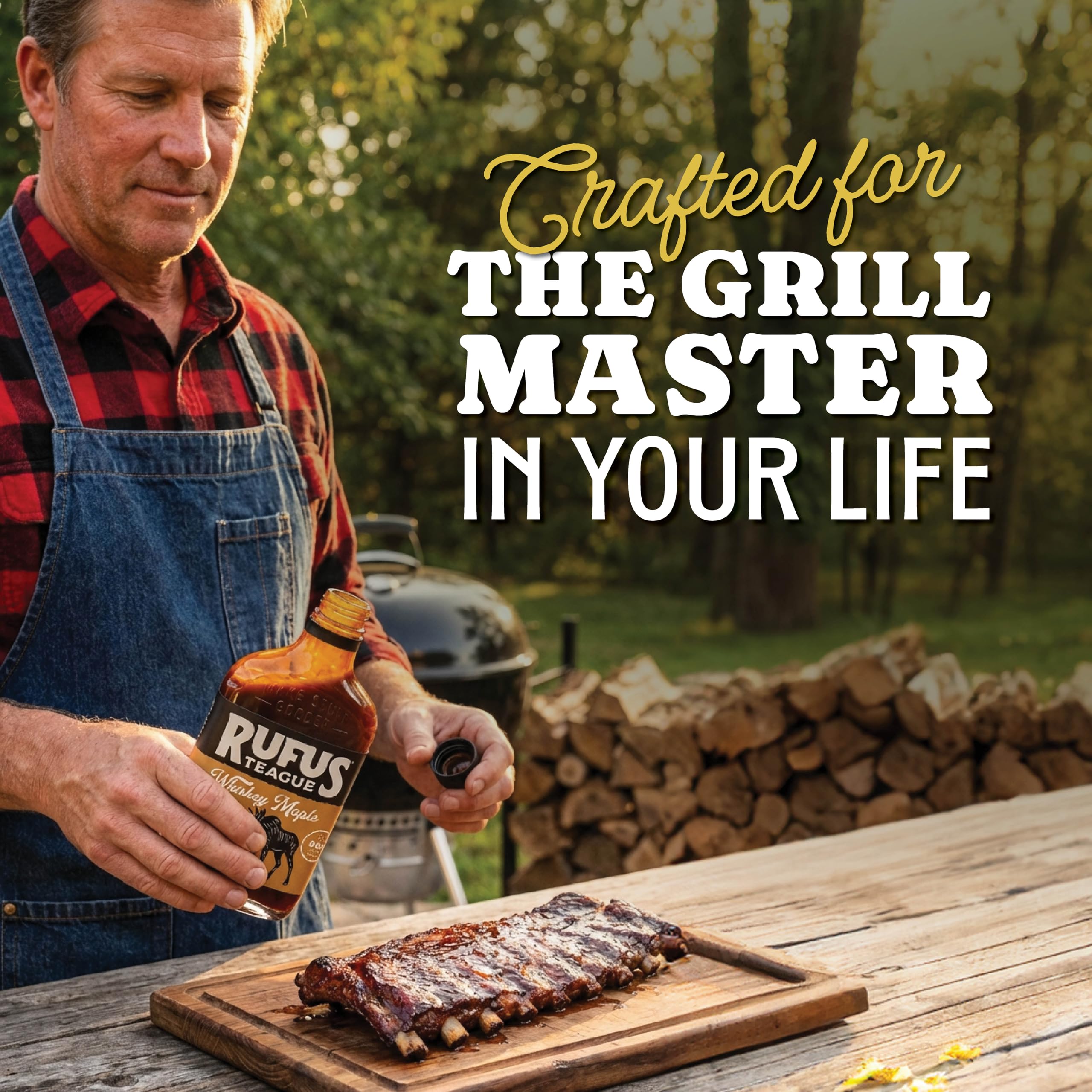 Rufus Teague Whiskey Maple BBQ Sauce (432 g) - Barbecue Sauce mit feinem Ahornsirup und Bourbon-Whiskey - glutenfrei & Non-GMO