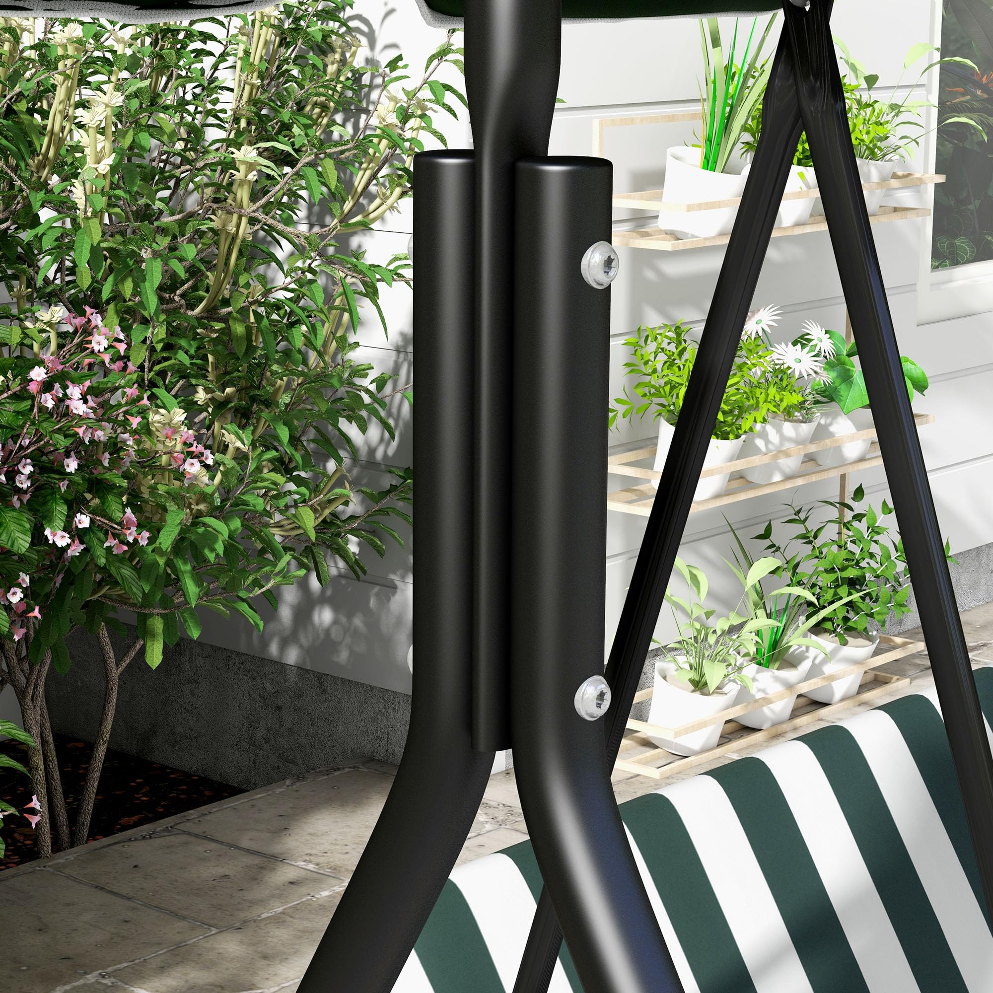 Outsunny Columpio de Jardín Exterior de 3 Plazas, Balancín de Jardín Exterior con Techo Ajustable y Marco de Acero, para Balcón, Terraza, Patio, Carga 200 kg, 172x110x153 cm, Verde