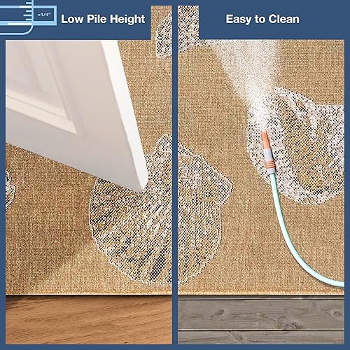 Miniatura 3 de Liora Manne Carmel - Alfombra tejida de perfil bajo y fácil cuidado para interiores y exteriores, color arena, 4 pies 10 pulgadas x 7 pies 6 pulgadas