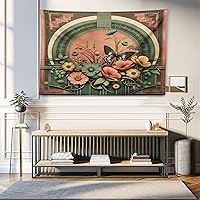 Vista 230 de Ambesonne Tapiz de naturaleza, silueta de oso salvaje en el bosque de la selva en la noche oscura, ilustración para colgar en la pared para Verde