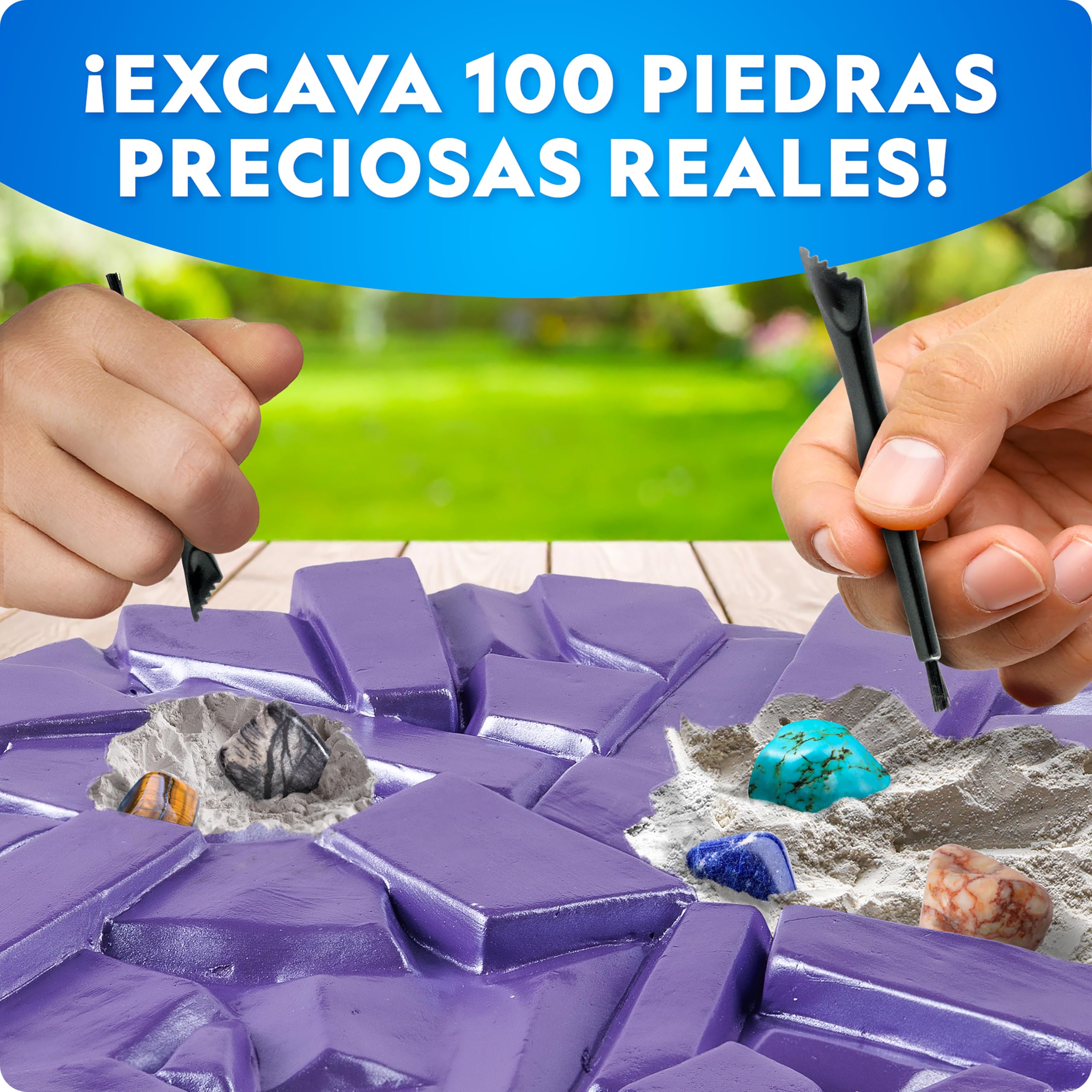 National Geographic Kit Gigante de Excavación de Gemas – Extrae 100 Gemas Reales de un Ladrillo Gigante, Juego de Geología para Niños, Actividad CTIM con Herramientas y Guía de Aprendizaje