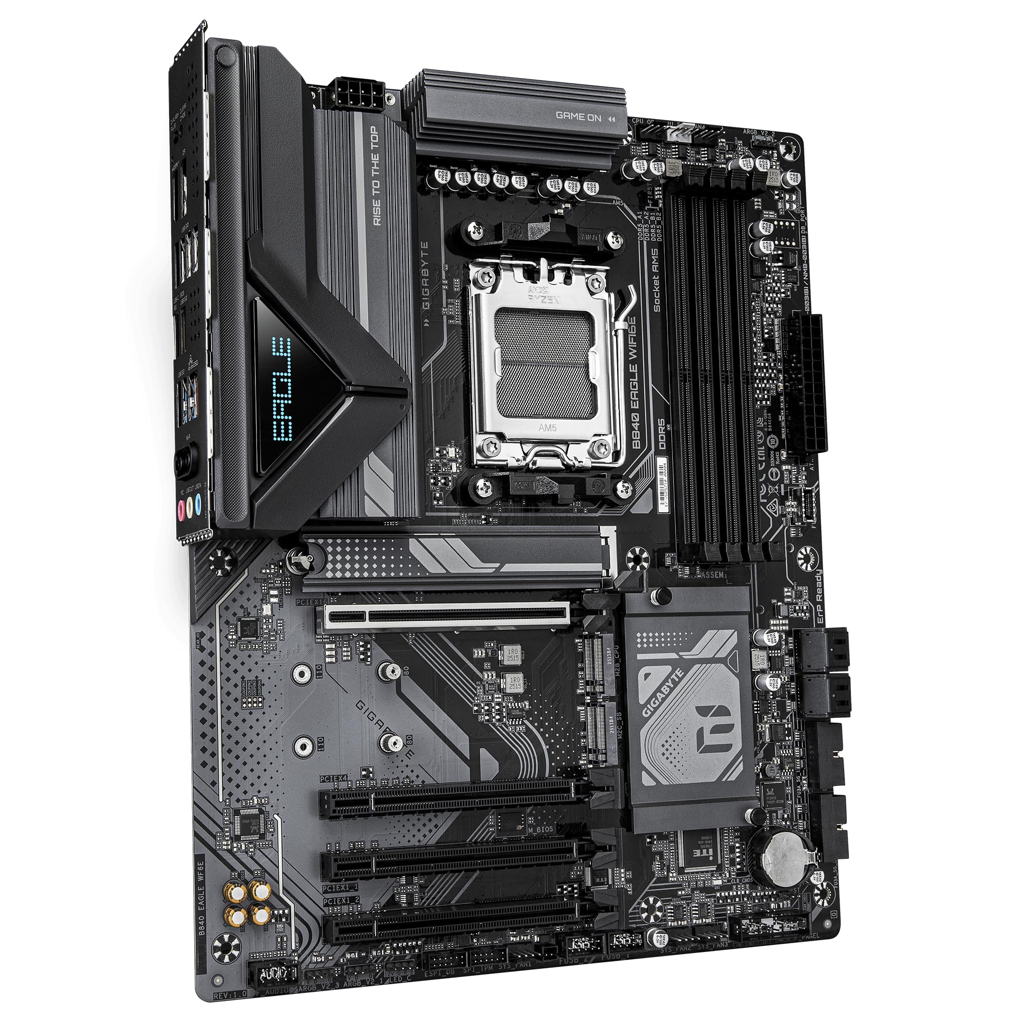 GIGABYTE B840 Eagle WIFI6E Mainboard - AMD Ryzen 9000 Prozessoren, 8+2+2 Phasen VRM, bis zu 8200MHz DDR5(O.C), 2xPCIe 4.0 + 1xPCIe 3.0 M.2, Wi-Fi 6E, 2.5GbE LAN, USB 3.2 Gen 2
