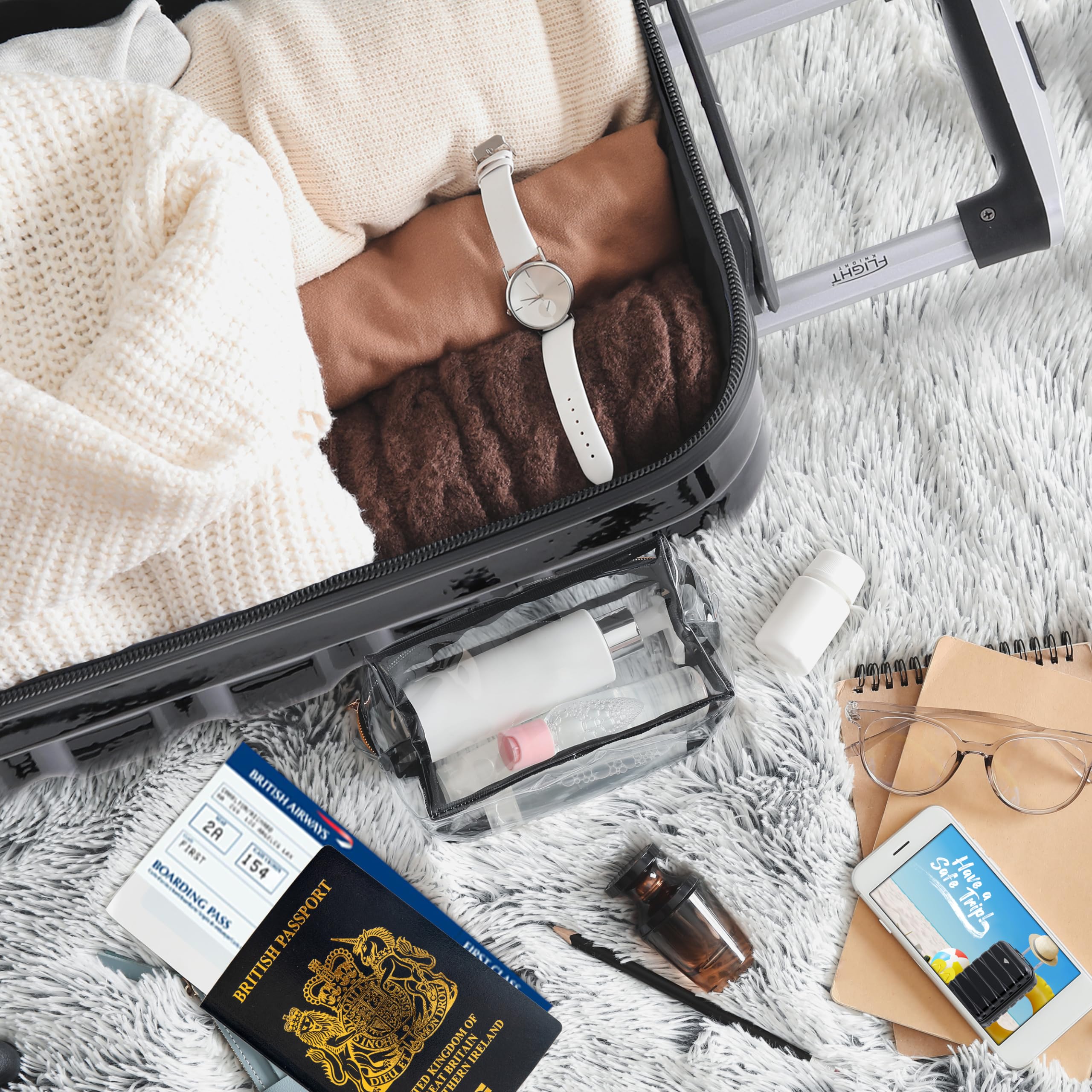 Flight Knight Lightweight 4 Wheel ABS Hard Case Small Suitcase Approved for Over 100 Airlines Including easyJet, British Airways, Ryanair, Jet2, Emirates & Many More - Carry On 55x35x20cm
