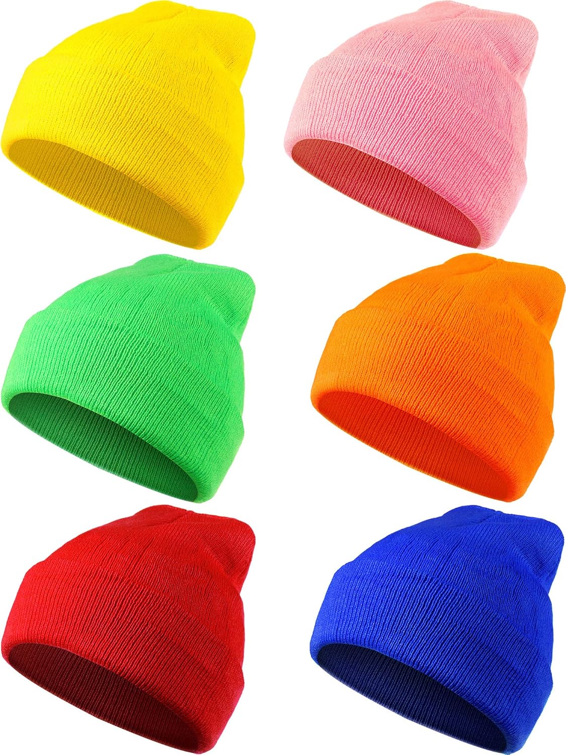 Geyoga 4/6 Pack Beanie Hats Pack for Men Women Winter Hats Knitted Cuffed Beanie Caps