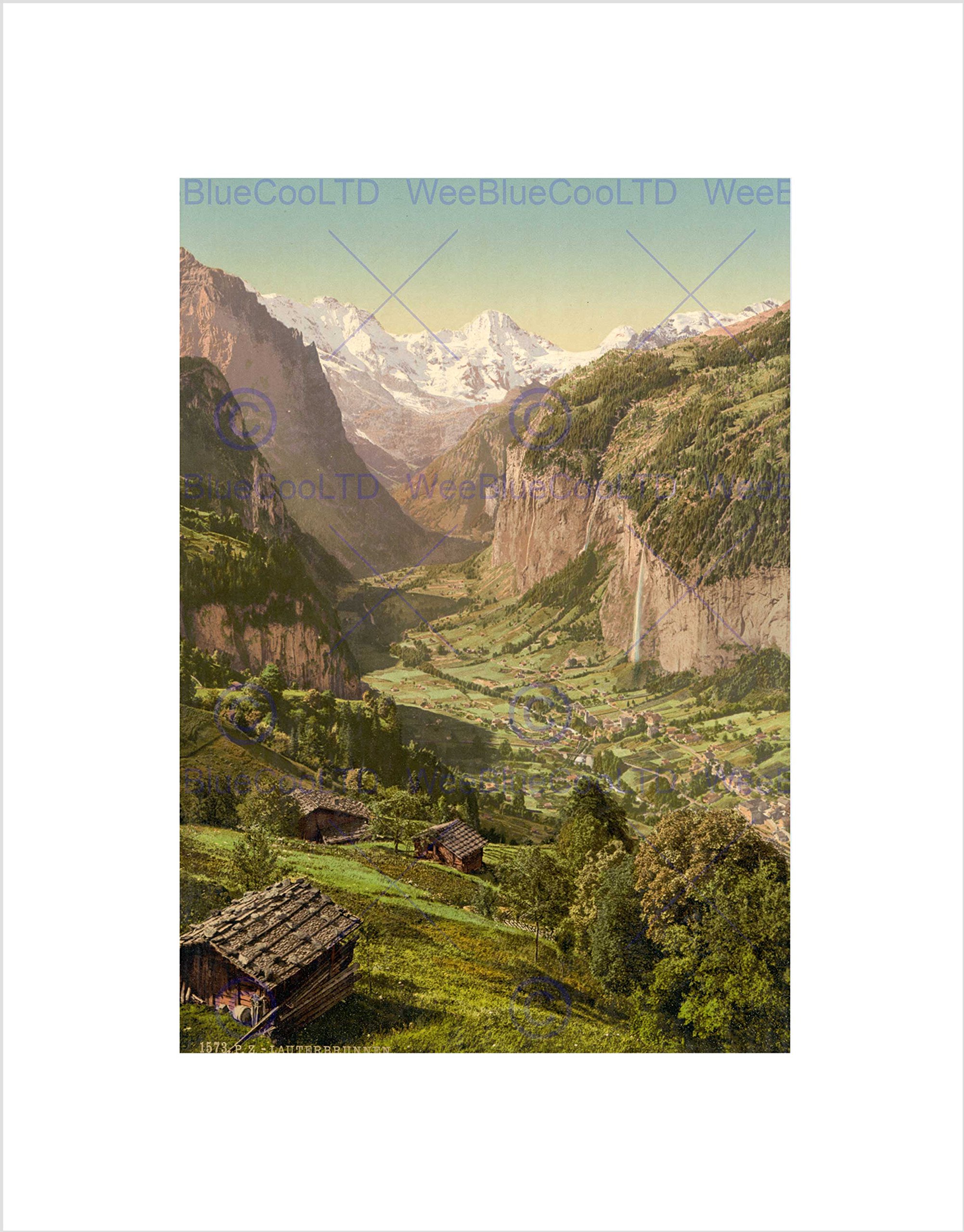 Wee Blue Coo Photo Village Lauterbrunnen Valley Briethorn Wengen Switzerland Wall Art Print