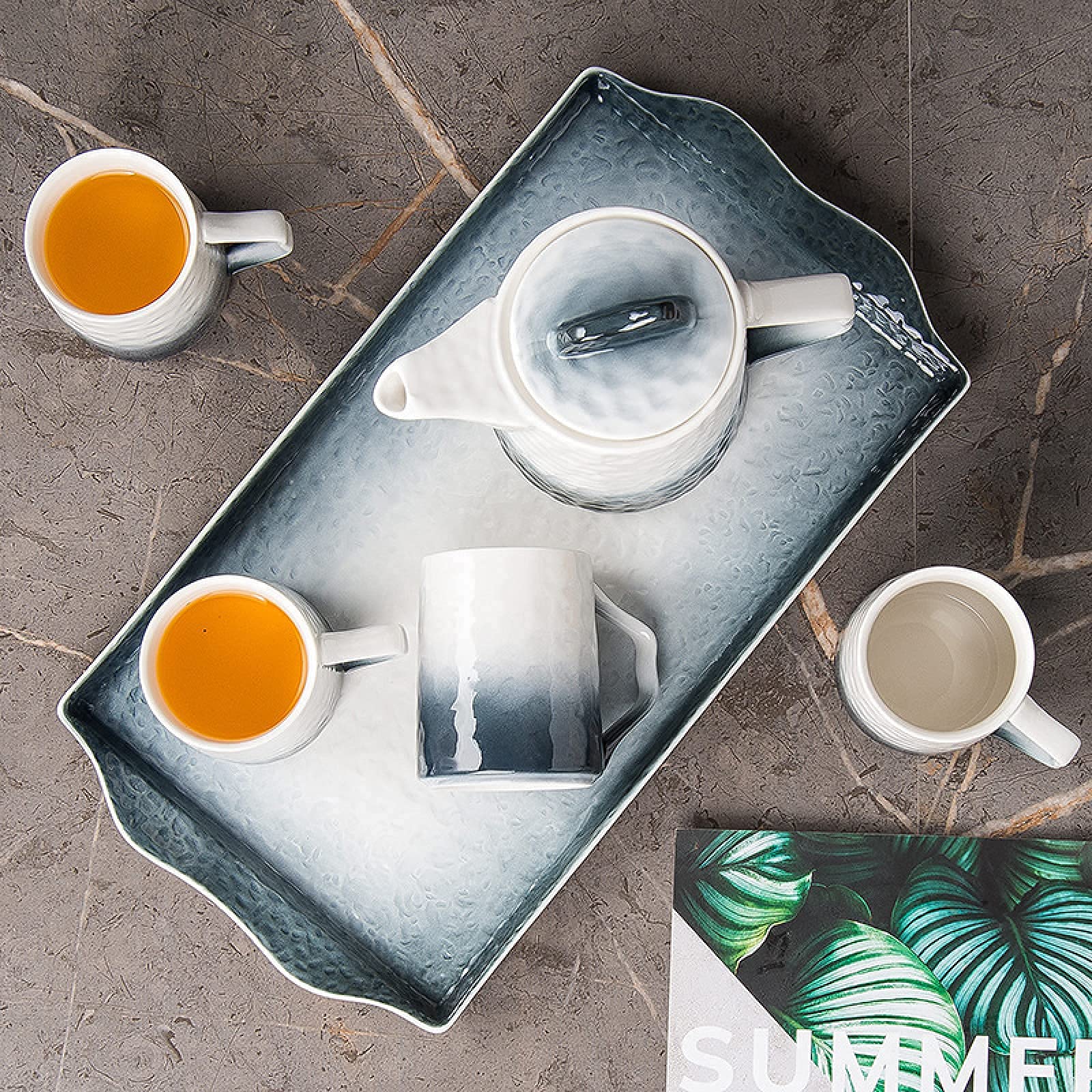 Porcelanowy Zestaw Do Herbaty W Stylu Dworskim Dla Dorosłych Jeden Czajniczek 6 Filiżanek Do Kawy Nordic Serwis Herbaciany Dla 6 Osób Do Użytku Domowego I Biurowego Prezent Urodzinowy