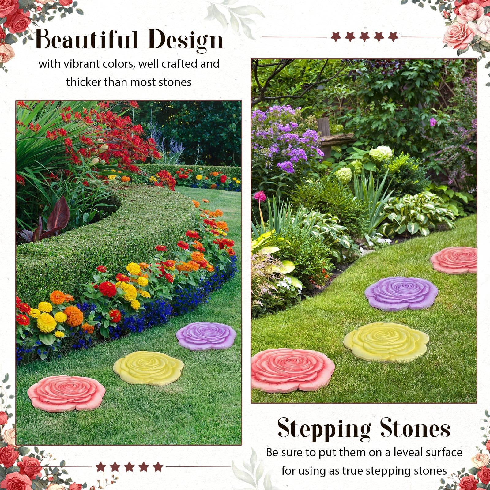 Cinnvoice Paquete de 3 Piedras Decorativas de Resina de 10 Pulgadas para jardín, Patio, decoración de jardín para jardín, Patio, Escultura de Patio