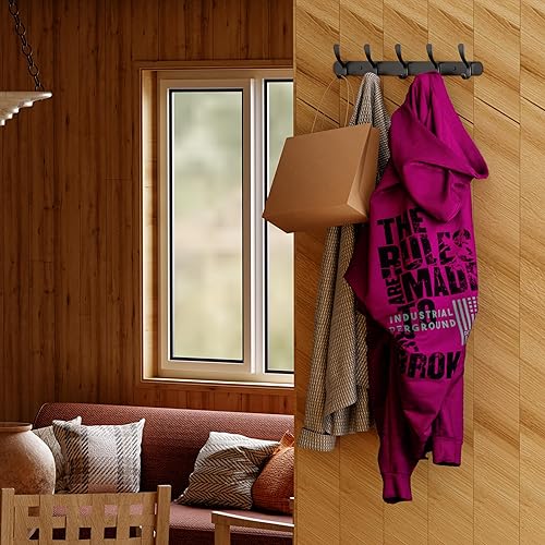 Miniatura 6 de SAYONEYES Perchero de pared con 5 ganchos dobles para colgar, 16 pulgadas, acero inoxidable SUS304, acabado mate, resistente al agua, gancho de