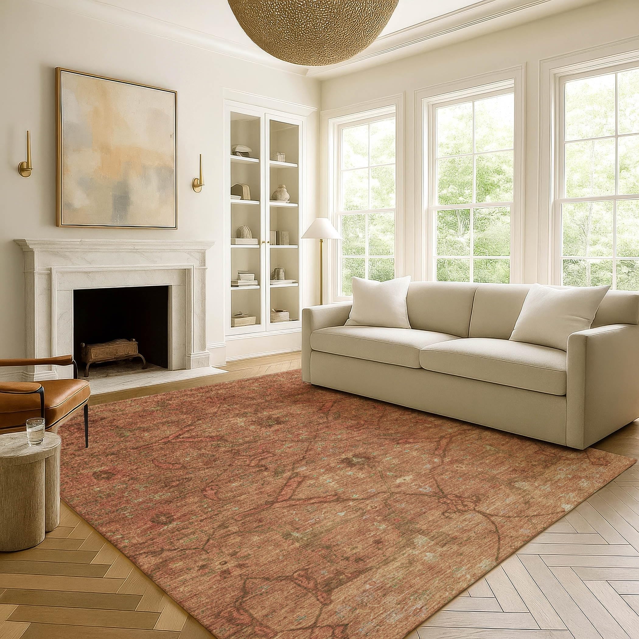 Photo 1 of ** dirt from transport **Addison Rugs Mayfield AMF2299 Terracotta 8' x 10' Indoor Premium Machine Washable Rug, Silky Soft, Easy Clean, Non Shedding, Bedroom, Living Room, Dining Room, Kitchen Rug