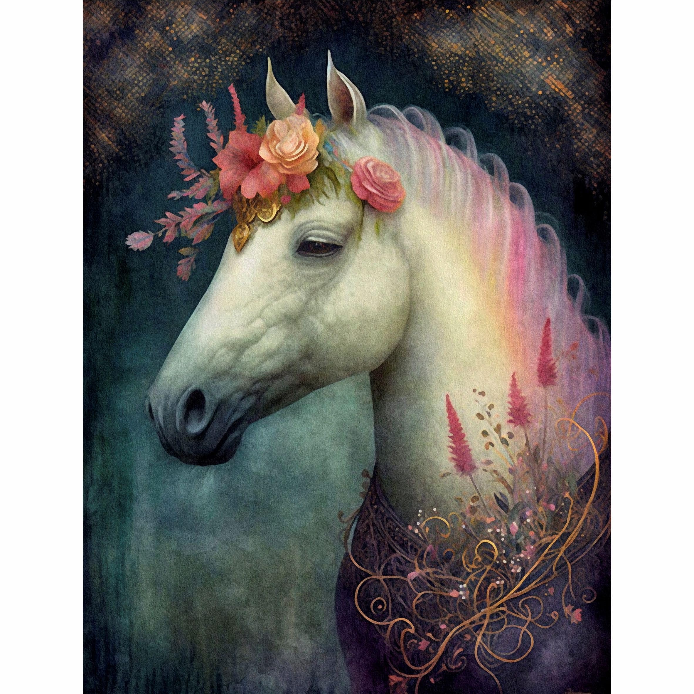 Horse Decoupage Rice Paper, 8 x 10.5 inch - for Decoupage Furniture Crafts