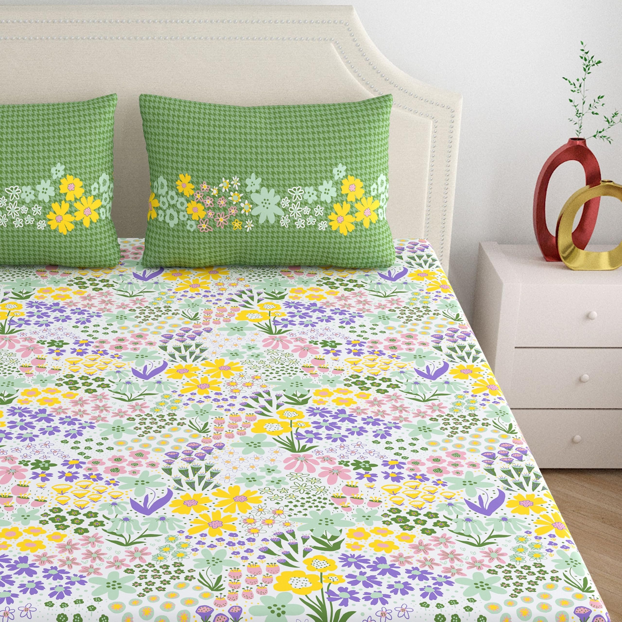 Home Ecstasy King Cotton Bedsheet Set - Green -3 Home Ecstasy King Cotton Bedsheet Set - Green -3