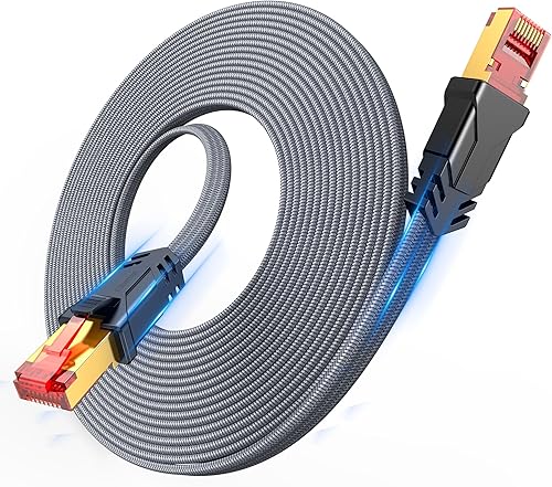 Cable Ethernet Cat 8 de 100 pies, Snowkids de alta velocidad de 40 Gbps, cable LAN trenzado de alta resistencia de 2000 MHz, conector RJ45 chapado Cable Ethernet Cat 8 de 100 pies, Snowkids de alta velocidad de 40 Gbps, cable LAN trenzado de alta resistencia de 2000 MHz, conector RJ45 chapado