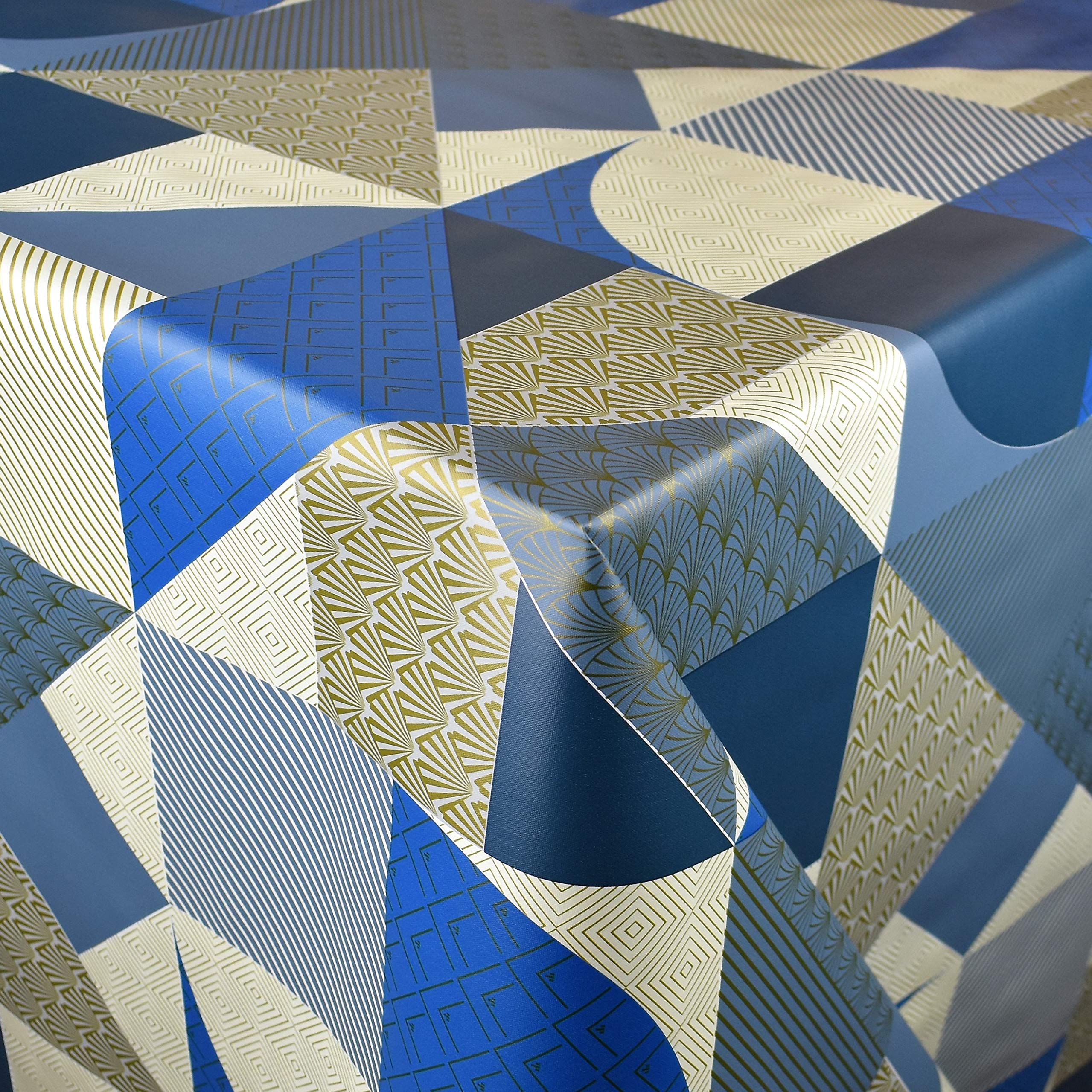 Nappe Ronde En Toile Cirée Bord De Mer Marine - Diam. 135 Cm - Ecru CPM  800980  40185389