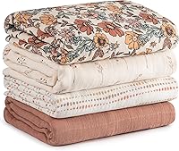 CivaruaKids Muslin Swaddle Blankets Newborn 4 Pack - Soft Breathable Cotton Baby Receiving Blankets 31.5x43.3 Inch Vintage Flowers Swaddle Wrap
