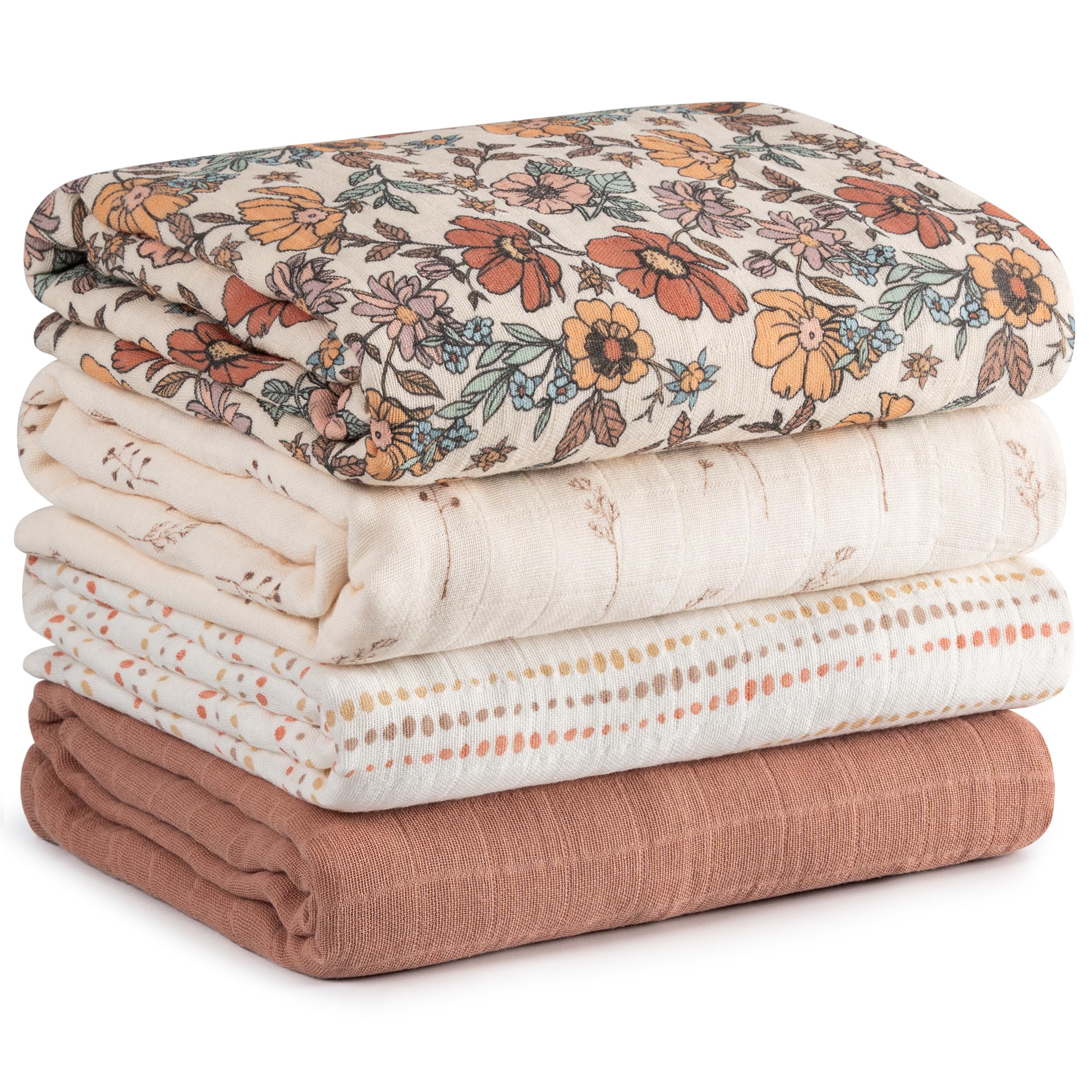 CIVARUA KIDS Muslin Swaddle Blankets for Newborn, Cotton Receiving Blanket | 4 Pack 100%…
