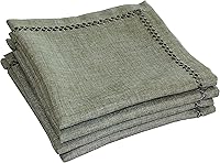 Vista 3 de Juego de 4 servilletas de tela bordadas con diseño vintage en avena