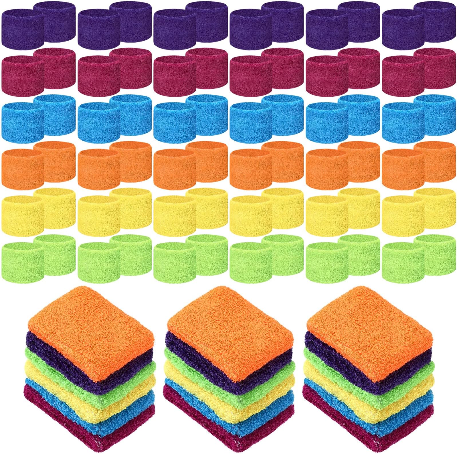 Wrist Sweatbands Bulk for Kids Teams Sweat Bands Sports Fan Wristbands Wristband Athletic Sports Kids Sweatbands for Field Day Gym Party