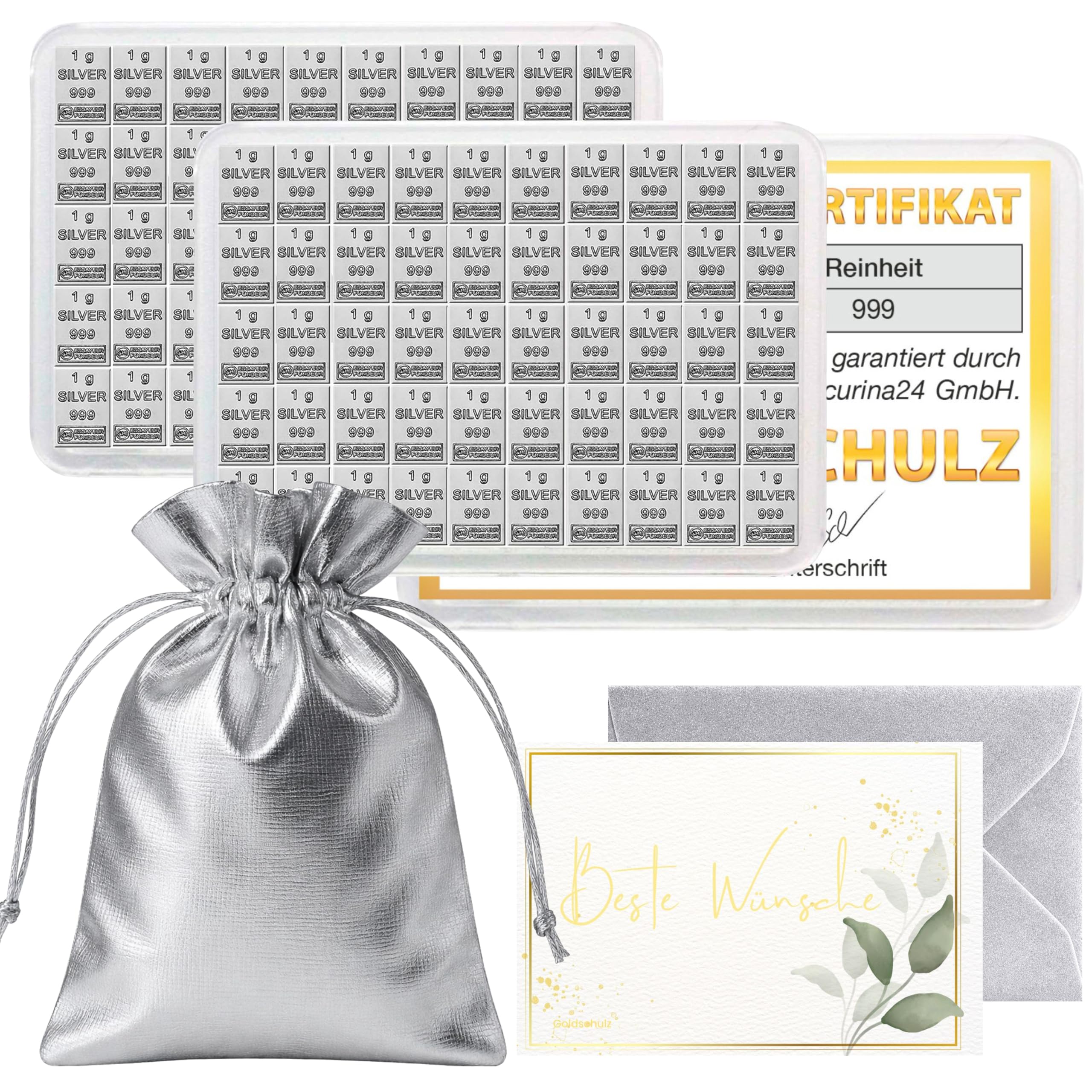 Silberbarren 100g 100 Gramm - Geschenk + Echtheitszertifikat
