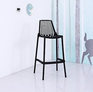 Container Furniture Direct Jay Series Modern Stackable Plastic Bar Chair, Black
