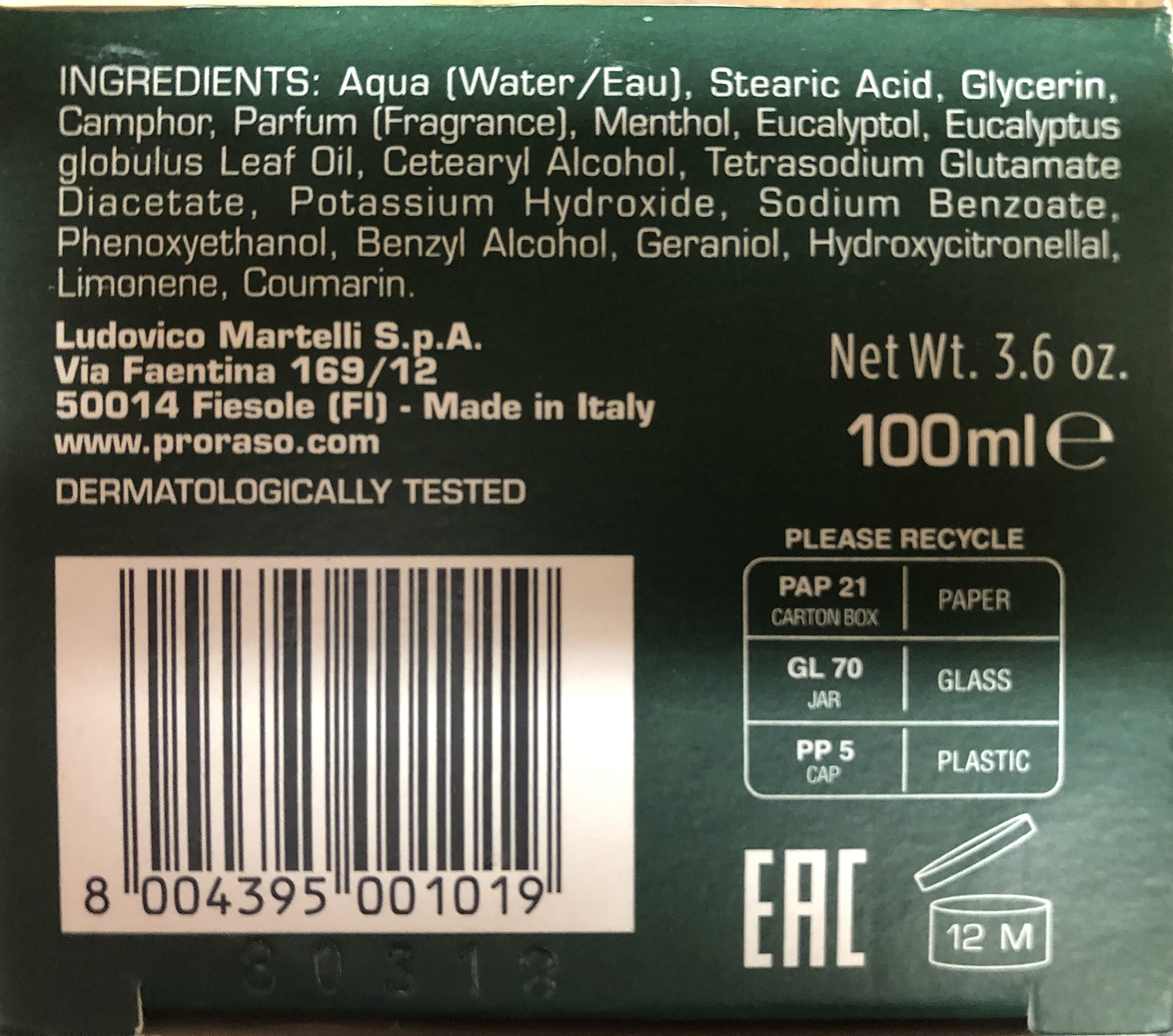 Proraso Pre-Shave Conditioning Cream for Men, 3.6 oz