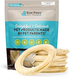 Raw Paws Anillos de cuero crudo comprimido para perros, 6 pulgadas, 5 unidades - empacados en los Estados Unidos - Anillos de cuero crudo - Donas de cuero crudo digeribles - Masticables naturales para