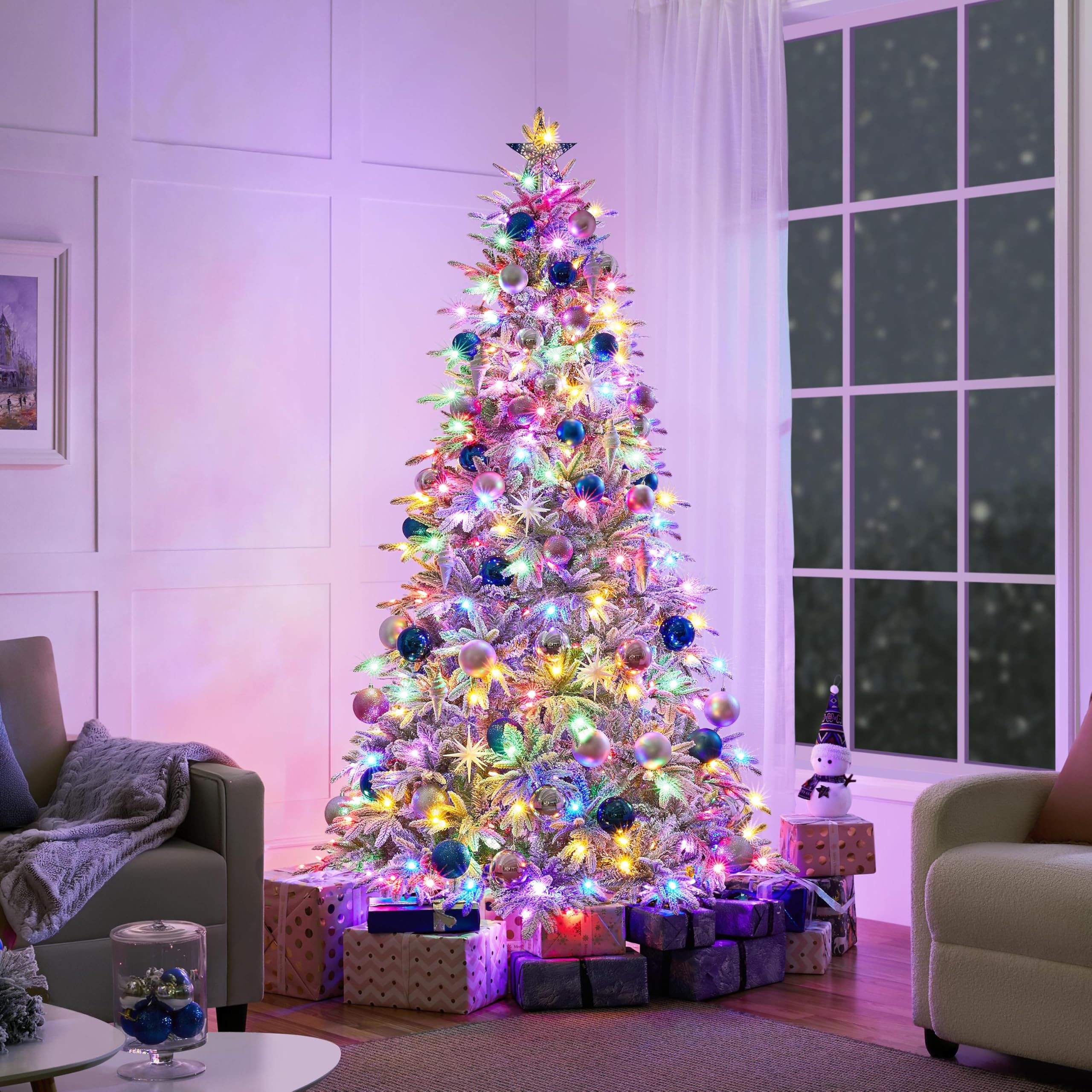 Warm White LED Tree 6ft Pre-Lit Artificial Christmas Tree With 400 ...