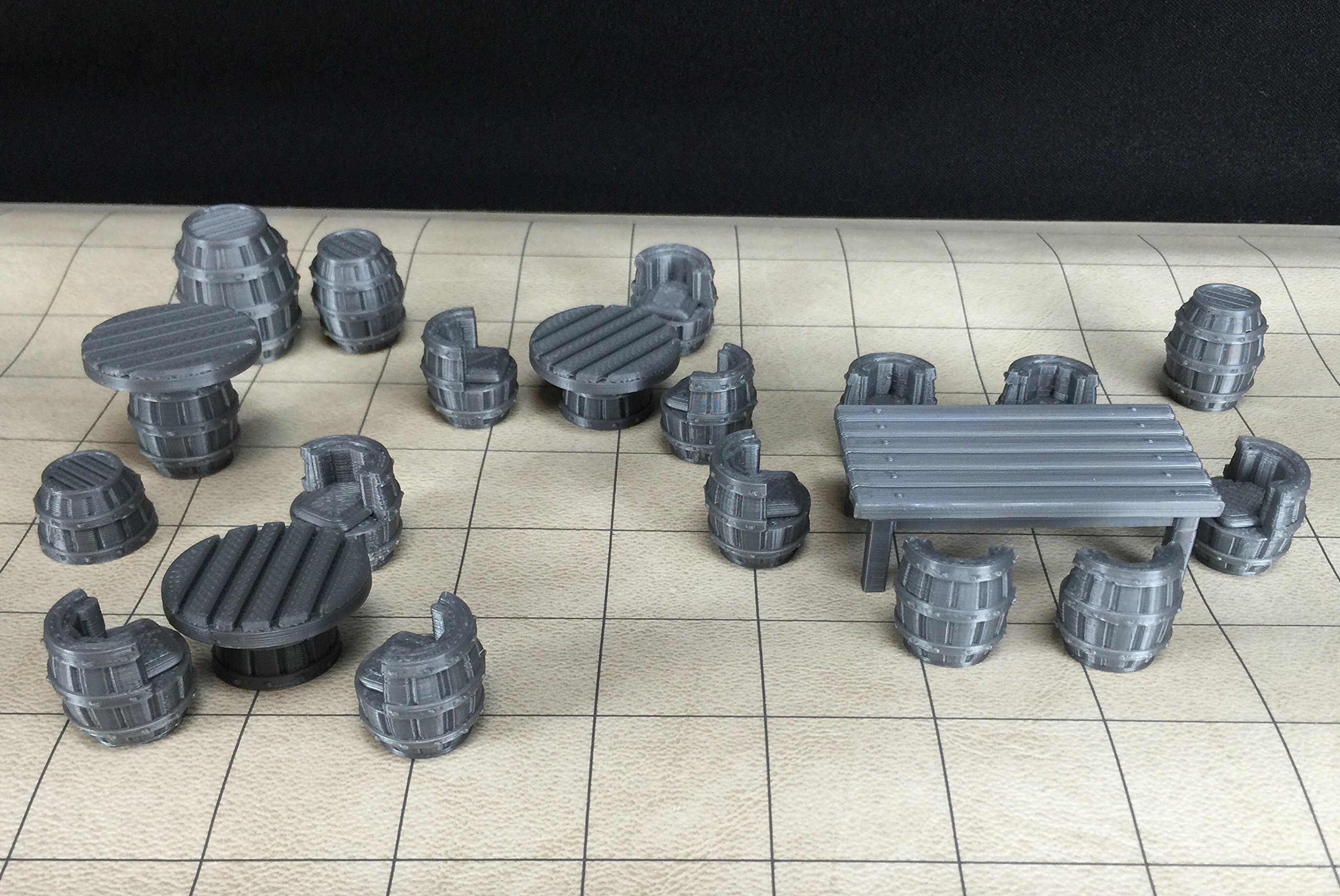 Sunshine Chowder Tavern Table & Chair 28mm Gaming Set 23 Unpainted Pieces 3D Printed
